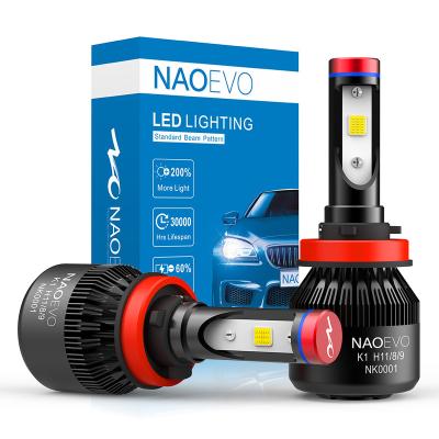 China Super Bright Car Led Headlight NAO Super Bright 80W 10000Lm K1 Car Bulb Luces Focos Canbus Turbos H11 H7 Led H4 Led Headlight for sale