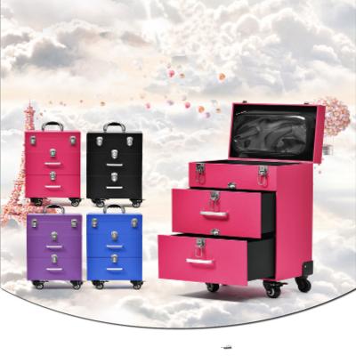 China Waterproof shockproof dustproof aluminum case for cosmetic with foam makeup trolley case with drawers for sale