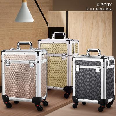 China Custom Size Color Trolley Wheel EVA Aluminum Case Box With Blue Drawer Waterproof Shockproof Dustproof for sale