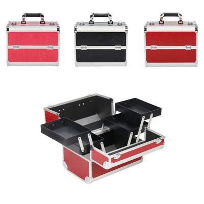 China Waterproof Shockproof Dustproof Aluminum Cosmetic Case and Box Makeup Case with Drawers Legs Light for sale