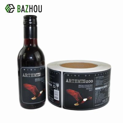 China Waterproof Liquor Bottle Stickers Label Printing For Bottles Gold Foil Wine Bottle Hot Stamping Label for sale