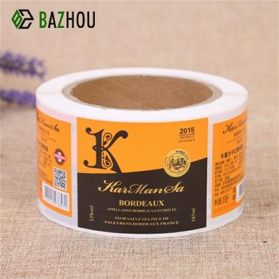 China Waterproof Wine Bottle Labels Logo Sticker Roll Bottle Label Stickers Customized Embossed Logo for sale