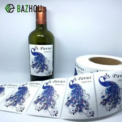 China Wine Red Adhesives Waterproof Custom Glossy Varnishing Paper Sticker for sale