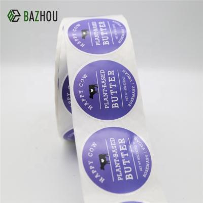 China 8 Ounce Waterproof Custom Butter Bottle Jar Self Adhesive Labels Roll Printing Round Paper Sticker for sale