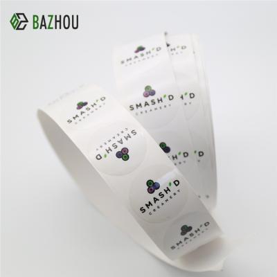 China Custom Self Adhesive Circle Waterproof Food Paper Label Ice Cream Logo Roll Sticker Wholesale Price for sale