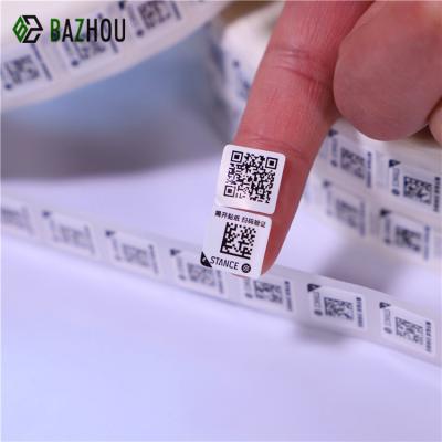 China QR-code anti-counterfeiting stickers easy peel off print on the adhesive side two-dimensional code stickers for sale