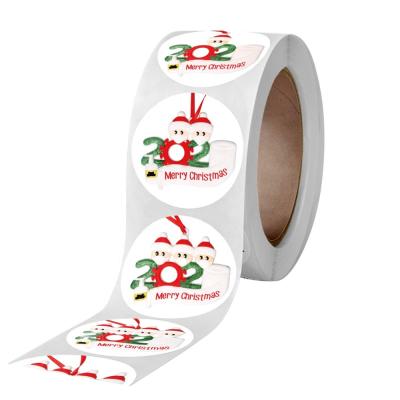 China 2022 new waterproof Christmas stickers label Happy Holidays labels with 6 snowmen for sale