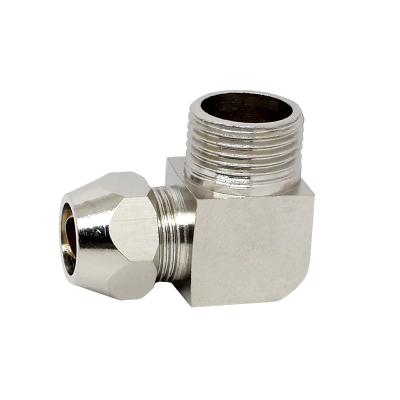 China Hotels PL Brass Fitting 90 Degree Male Thread Elbow Pipe Angle Pipe Fitting Three Way Connector for sale