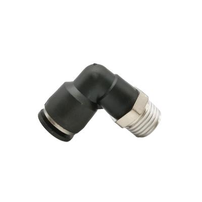 China Pneumatic PU/Nylon Hose Fitting L Shape PL Pipe Tube OD 4/6/8/10/12mm - M5 1/8 1/4 3/8 Air Elbow Coupling Quick Connector of 1/2 BSPT thread for sale