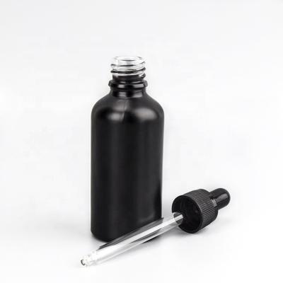 China High Quality Personal Care 5ml 10ml 20ml 30ml 50ml 100ml Matte Frosted Black Glass Dropper Bottle Essential Oil Bottles With Dropper for sale