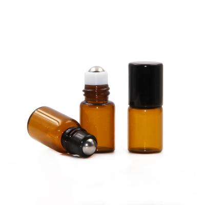 China PERFUME 1ml 2ml Roll On Bottle Glass 3ml 5ml Amber Roll On Bottles With Trackball For Cosmetic Essential Oil Perfume Packaging for sale