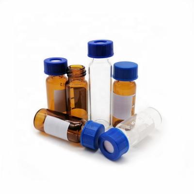 China Amber Storage 2ml 1.5ml Lab Analysis 8-425 Label Glass HPLC Vial For Agilent Auto Sampler for sale