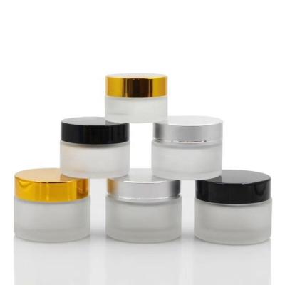 China Skin Care Cream Customized Cosmetic Glass Cream Jar 5m, 7ml, 10ml, 20ml, 30ml, 50ml, 100ml Clear Frosted Glass Jar For Cream for sale