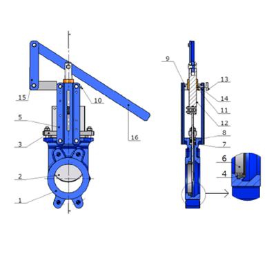 China General hook type knife gate valve with lever for sale