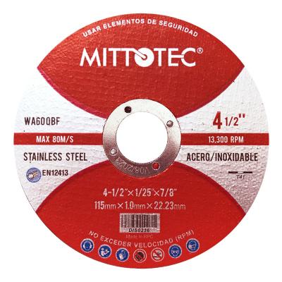 China Cutting Wheel Cut Off Wheel 115mm Abrasive Disc 1.0mm MPA EN12413 Stainless Steel 115X1 Stainless Steel 115X1 for sale