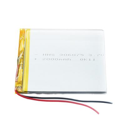 China Toys High Performance 306075 Lithium Polymer Battery 3.7v 2000mah Lipo Battery for sale