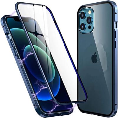 China Unique 360 ​​Shockproof Magnetic Double Sided Glass Cell Phone Cases For iPhone 12 11 pro X Max XS XR 8 7 6 plus Cover for sale