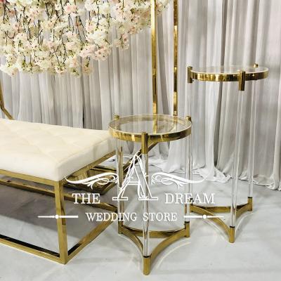 China (New Adjustable Acrylic Tubes Other)AS-SS023 Aisle Stands Gold Stainless Steel Cake Tables Boda Decoracion Set From A Dream Wedding Store for sale