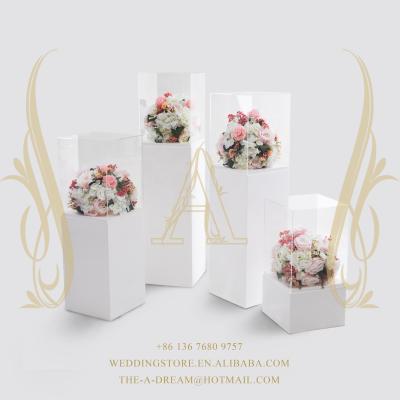 China Half Event Decor AS-AC009 Transparent Acrylic Flower Stands For Wedding A Dream Wedding Store Decoration for sale