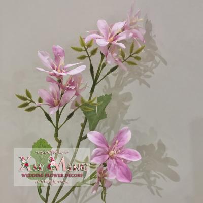 China Fabric/Plastic Pink Artificial Freesia XM-LSF026-4 3 Stem Cherry Blossom For Floral Design Table Arrangement Party Decor Wedding Home Supplies for sale