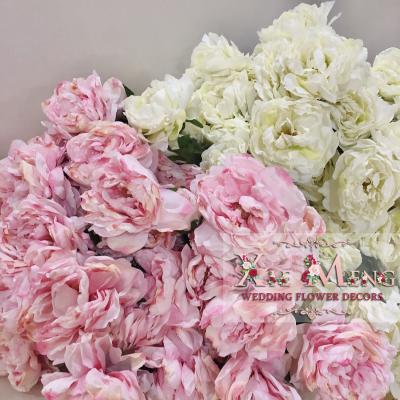 China White Fabric Peony Faux Flower/Big Stem Plastic Artificial XM-LSF010-1 Yiwu/Flores Artificiales Fleur Mariage Hochzeit Deko for sale