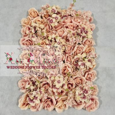 China Wedding Decoration TAD-FLP025 Peach Roses Flower Wall Panel 40*60cm For Wedding 3D Flower Backdrop/Wedding Flower Backdrops From Flore Boda From XieMeng for sale