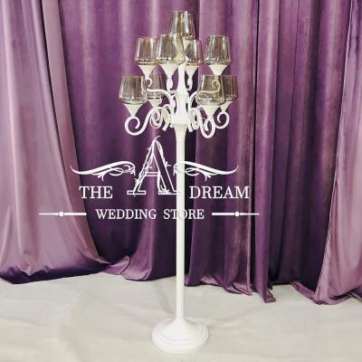 China White Candelabra 9 Heads Luxury Weddings CEN-IR022-WH Floor Candle Holder For Wedding A Dream Wedding Store Decoration for sale