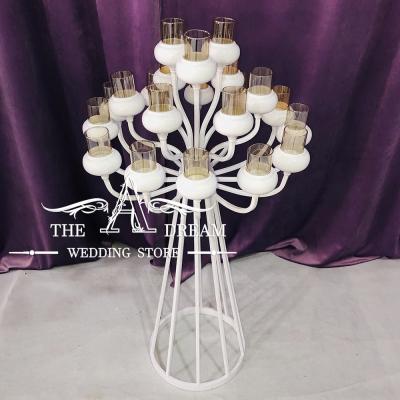 China Weddings Heads Wedding Table Centerpiece White Metal Candelabra Candle Holder CAN-IR019-WH 21 Centro Mesa From The One Store The Dream Wedding for sale