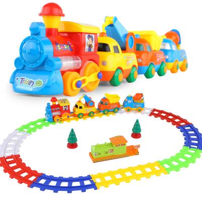 China Electric car children's light and sound effect track rail car toy electric train set hot-selling kids toys 19052B for sale