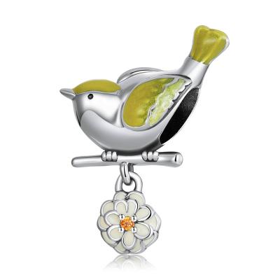 China Real 925 Sterling Silver DIY Pandoraer CLASSIC cute animal pendant charms bird and flower charm bracelet for sale