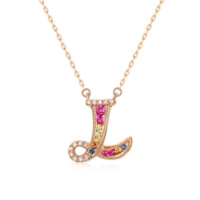 China CLASSIC trendy boho fashion Full CZ sliver S925 INS crystal colorful crystal pendent necklace for girl for sale