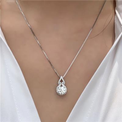 China CLASSIC Party Exquisite S925 Sterling Sliver Gift Luxury Full Paved CZ Round Shape Pendant Hypoallergenic Zirconia Necklace For Women for sale