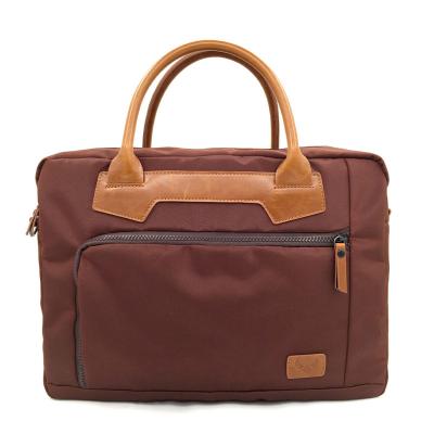 China Polyester New Design Customized 15.6 Inch Fashion Brown Laptop Bag Waterproof Business Portable Bags For Men for sale