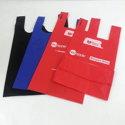 China Eco-friendly hot sale eco-friendly bag 100% pp spunbond colorful non woven fabric T-shirt shopping bag for sale