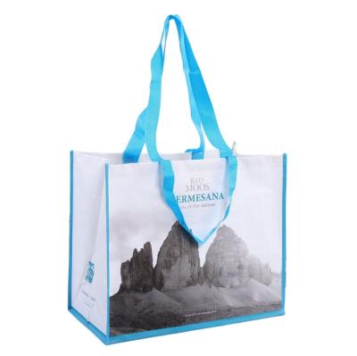 China Recyclable Cheap Custom Handled Printed Laminated PP Woven Tote Shopping Bag for sale