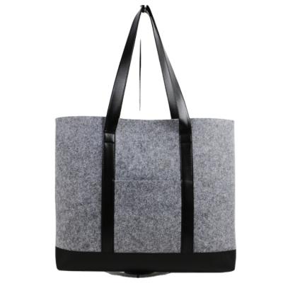 China New Fashion Custom Handled Gray Felt Bag Logo Felt Tote Bag Eco Friendly Handle for sale