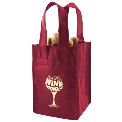 China Wholesale Cheap Customized Recyclable Handled Style 4 Bottles Non Woven Wine Bag for sale