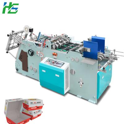 China food & Beverage Factory Automatic Three-dimensional Carton Forming Machine Automatic Glue Hamburger Boat Box And French Fries Box Machine for sale