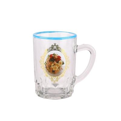 China Tea Drinking Custom Printed Small Tea Cup Glass Set 6 Cup China Wholesale Tea Cups With Decal Printing Logo for sale