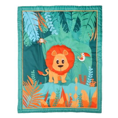 China Anti-bacteria Cot Bumper Soft Breathable Cotton Babies Bedding Set Cute Cartoon Crib Newborn Crib Sheet Comforter Set Bumper Lion for sale