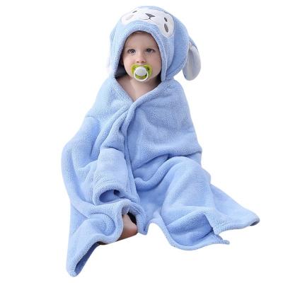 China Baby Cuddle Coral Velvet Baby Bath Quick Dry Robe Hooded Cartoon Towel Cap Children Animal Anti Dust Mite Design for sale