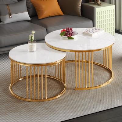 China Adjustable (other) living room furniture design modern gold legs marble center coffee table for sale