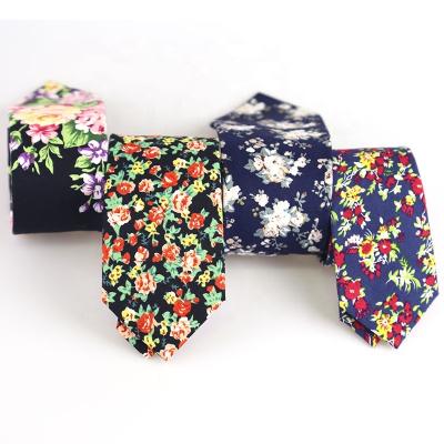 China MEN'S CLOTHING Amazon Best Seller Custom Skinny Tie Floral Print Cotton Tie Woven Ties For Wedding for sale