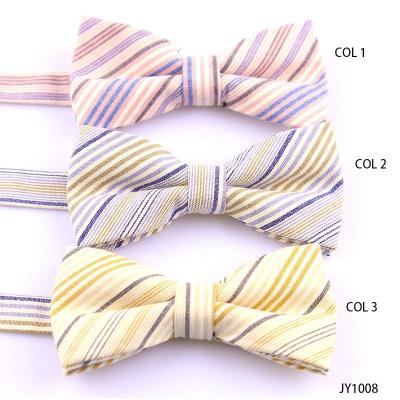 China 100% handmade wholesale factories selling multi-colors stripe cotton bow tie custom made bow tie for sale