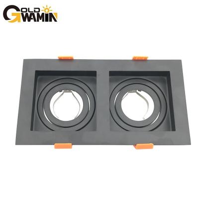 China Modern Double heads rear clip style recessed MR16 grille light housing for GU5.3 led spotlight for sale