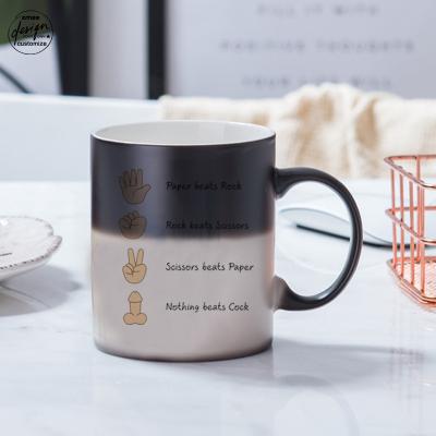 China Disposable Color Changing Mug Funny Gift Couple Mugs Ceramic Coffee Mugs Valentine Day Present Magic for sale