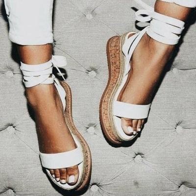 China Women's Platform Sandals Open Toe Gladiator Casual Lace Up White Sneakers Wedge Summer LEISURE for sale