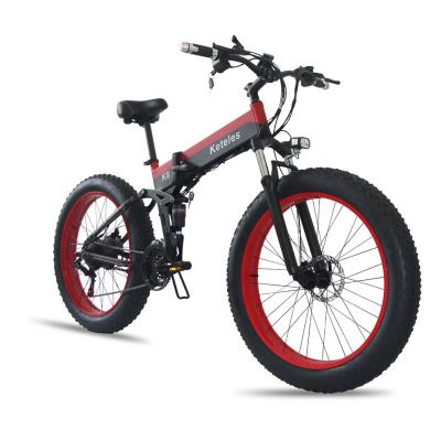 China Keteles K8 48V 350W 13AH Fat Tire 26x4.0 Tire 26x4.0 Fat Alloy Folding E-bike 7-Speed ​​Motor 13AH Motor 350W Lithium Battery Aluminum Electric Bicycle for sale