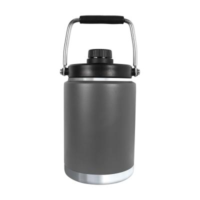 China 2L Sustainable Keeping Hot Cold Vacuum Insulated Stainless Steel Sports Water Bottle 1/2 Gallon Metal Canteen Jug Shaker With Metal Handle for sale