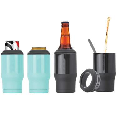 China Beer Can Sustainable Bottle Cooler Insulator Double Wall Vacuum Insulated Stainless Steel Can Bottle Rack for sale